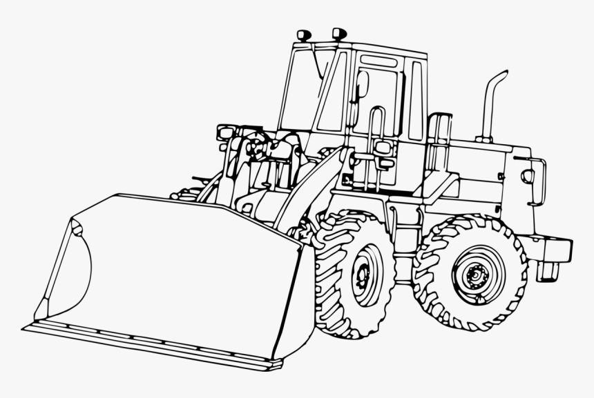 Line Art,angle,line - Front End Loader Drawing, HD Png Download, Free Download