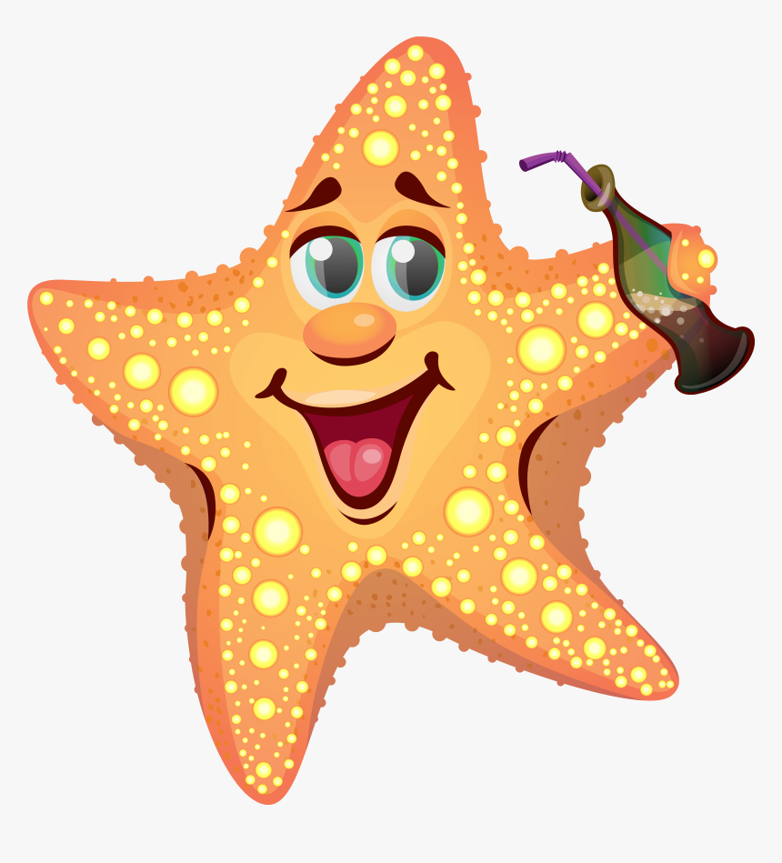 Summer Star Starfish Patrick Drawing Cartoon Clipart - Cartoon Star Fish Drawing, HD Png Download, Free Download