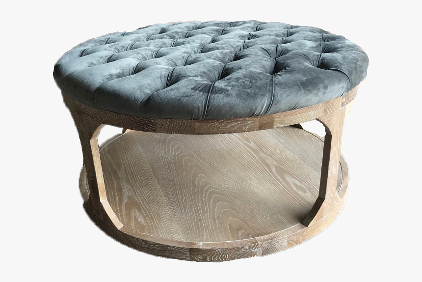 Round Grey Velvet Tufted Ottoman - Coffee Table, HD Png Download, Free Download