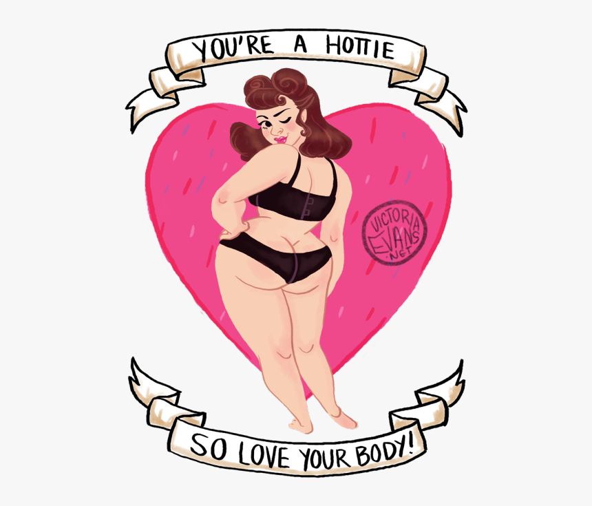 Illustration Art Female Pin Up Chubby Motivational - Plus Size Pin Up Art, HD Png Download, Free Download