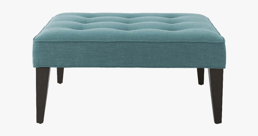 Blue Square Ottoman With Tufted Seat And Wooden - Studio Couch, HD Png Download, Free Download