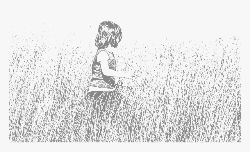 Child Walking Through Tall Grass - Sketch, HD Png Download, Free Download