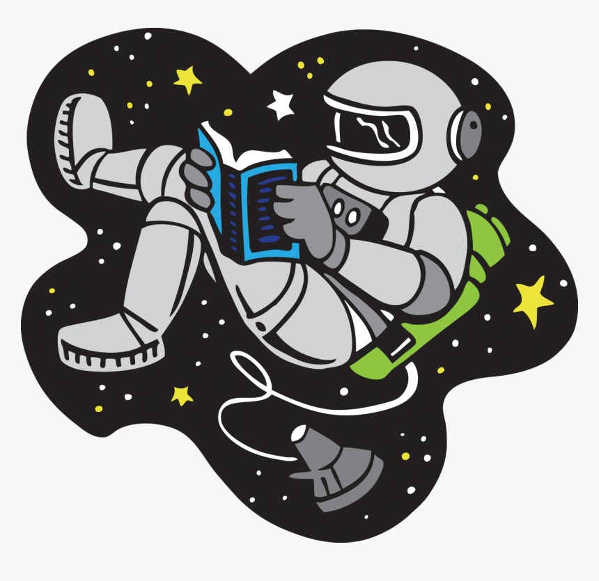 Cartoon Clip Art Of Astronaut Reading While Space Walking - Astronaut Reading In Space Clipart, HD Png Download, Free Download