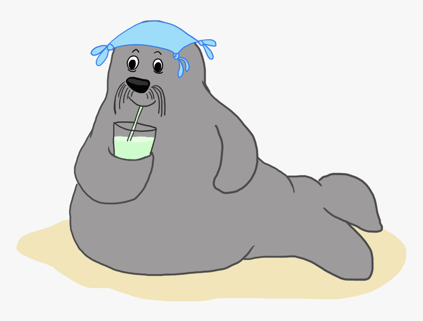 Summer Drawing Of Walrus On Beach - Funny Summer Clip Art, HD Png Download, Free Download