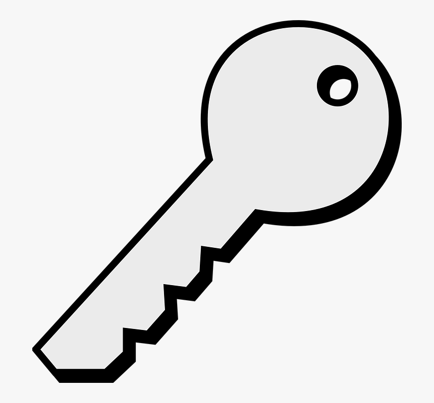 Key - Clipart - Black - And - White - Yellow Key Clipart, HD Png Download, Free Download
