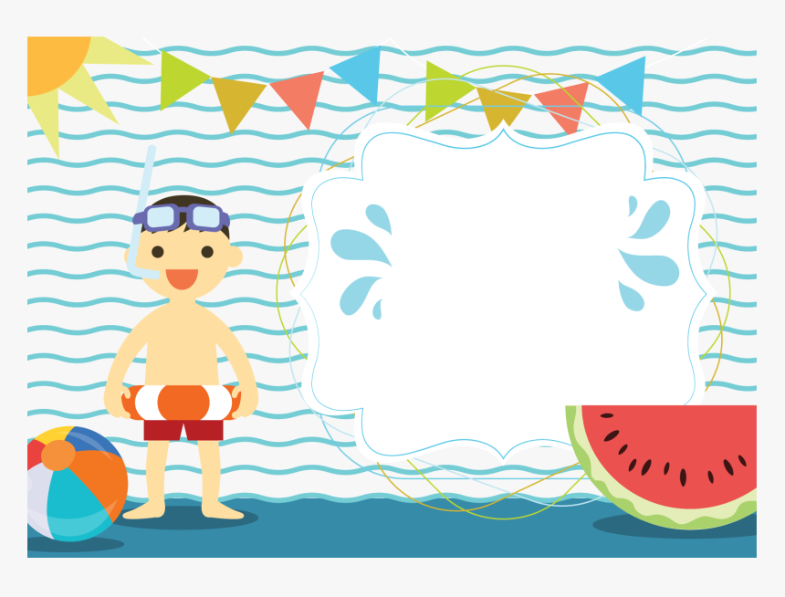 Hd Summer Clipart Swimming - Pool Party Invitation Background, HD Png Download, Free Download