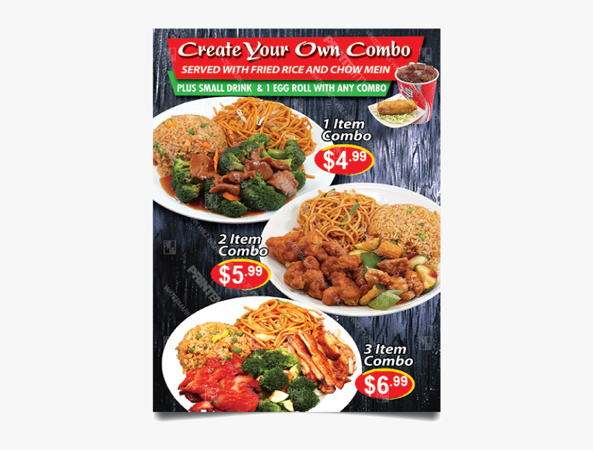 Cf-185 Chinese Food Create Your Own Combo Poster - Fried Food, HD Png Download, Free Download