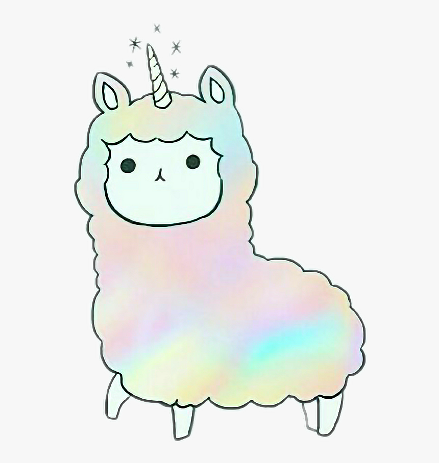 Drawn Unicorn Lamma , Png Download - Unicorn Llama Rainbow, Transparent Png, Free Download