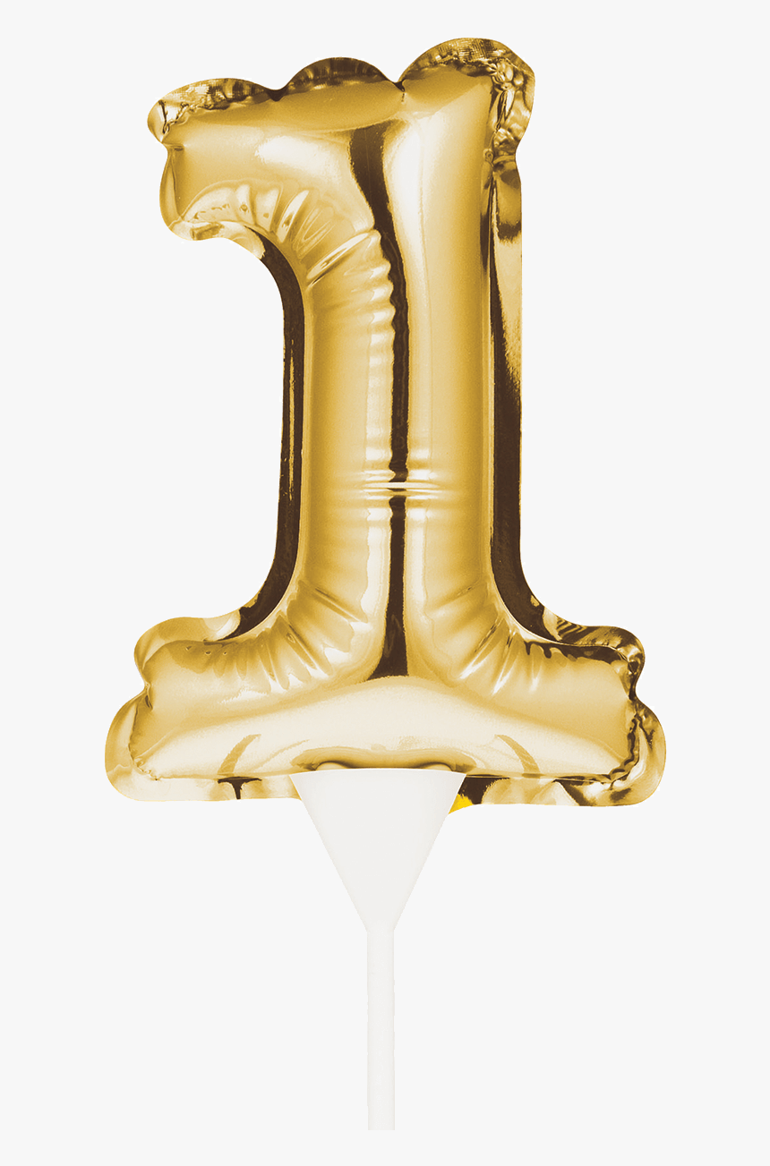 1 Mini Balloon Gold Cake Topper - Luftballon Zahl Auf Stab Befestigen, HD Png Download, Free Download