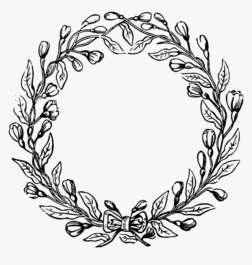 Download Vintage Wreath Free Vector File And Clip Art - Black And White Flower Wreath Png, Transparent Png, Free Download