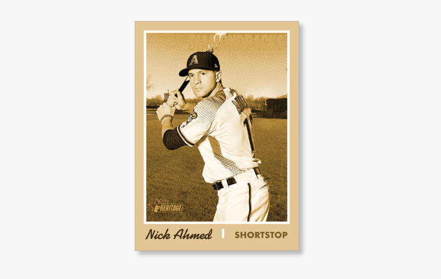 Nick Ahmed 2019 Heritage Baseball Base Poster Gold - College Baseball, HD Png Download, Free Download