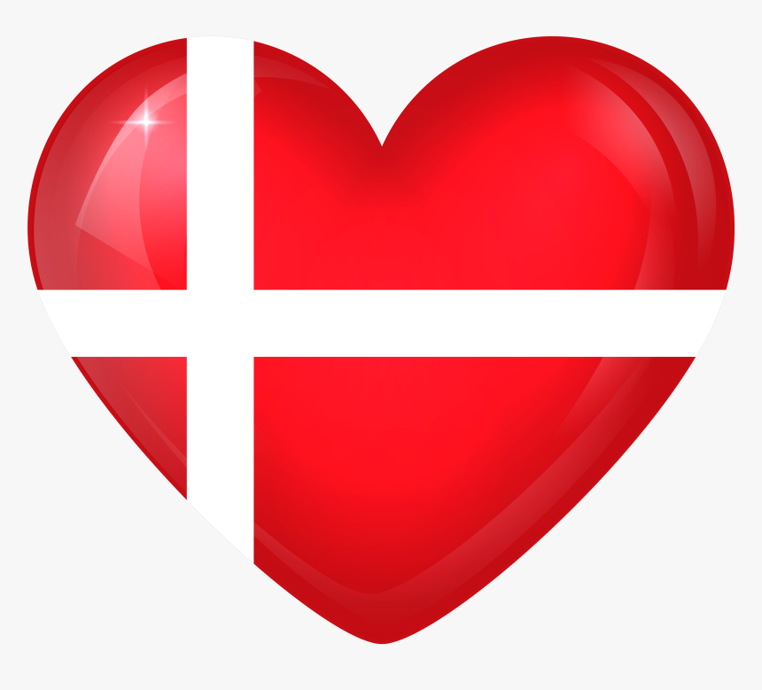 Denmark Large Heart Flag - Danish Flag Heart Png, Transparent Png, Free Download