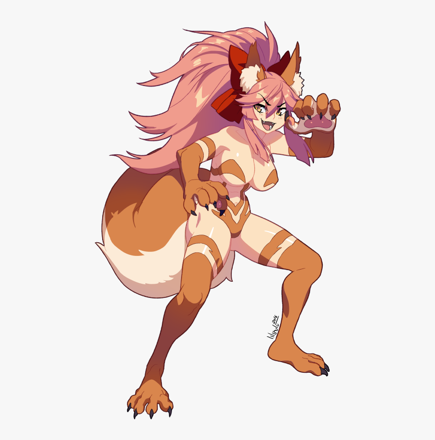 Tamamo, Tamamo Cat, And Felicia Drawn By Lilirulu - Cartoon, HD Png Download, Free Download