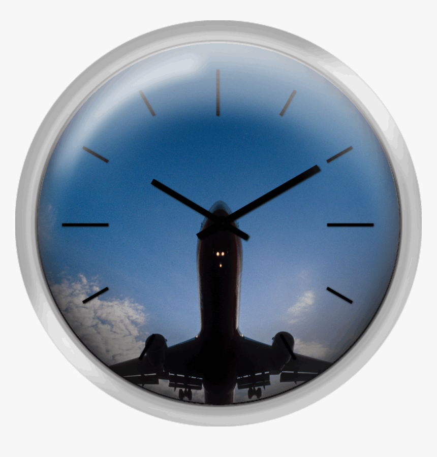 Silhouette Of A Jet Plane Landing - Wall Clock, HD Png Download, Free Download