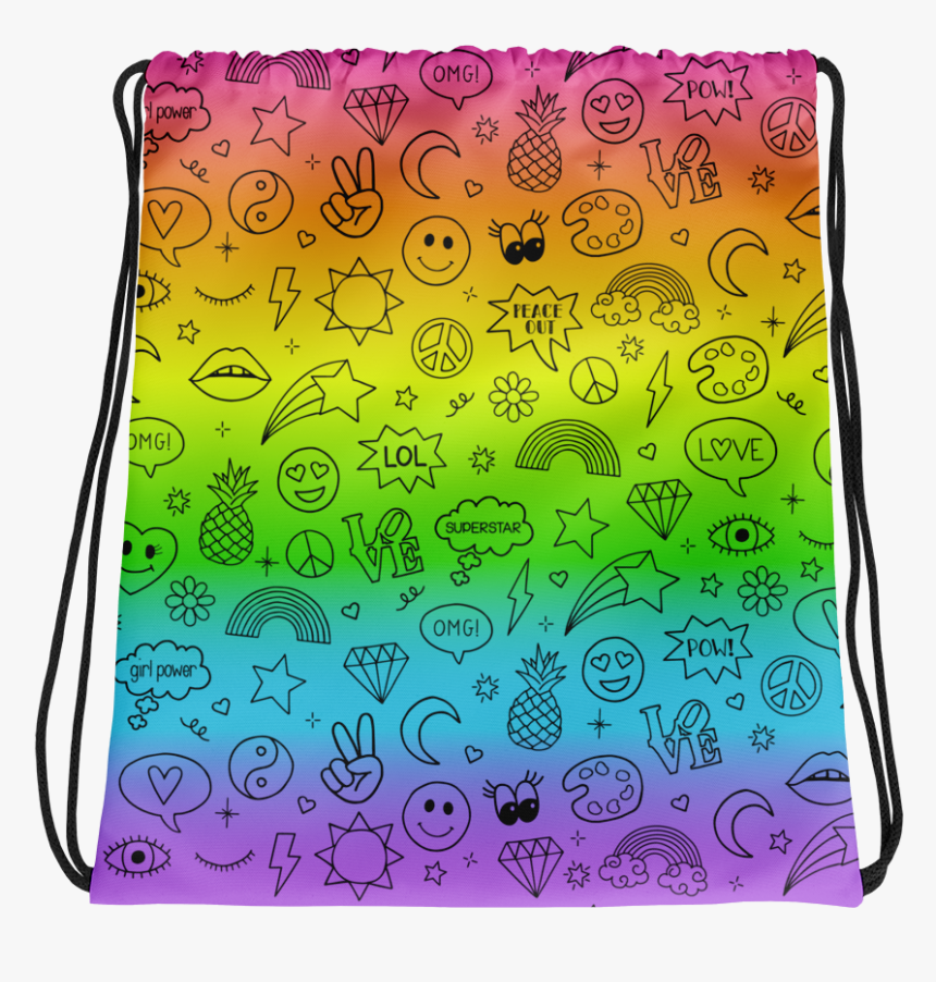 Fun Doodle Icons Drawstring Bag, HD Png Download, Free Download