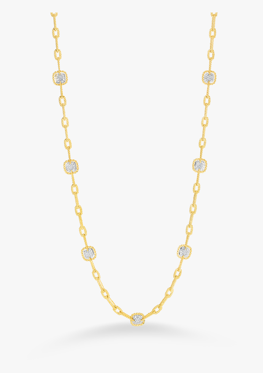 Roberto Coin 18k Gold Necklace With 7 Square Diamond - Necklace, HD Png Download, Free Download