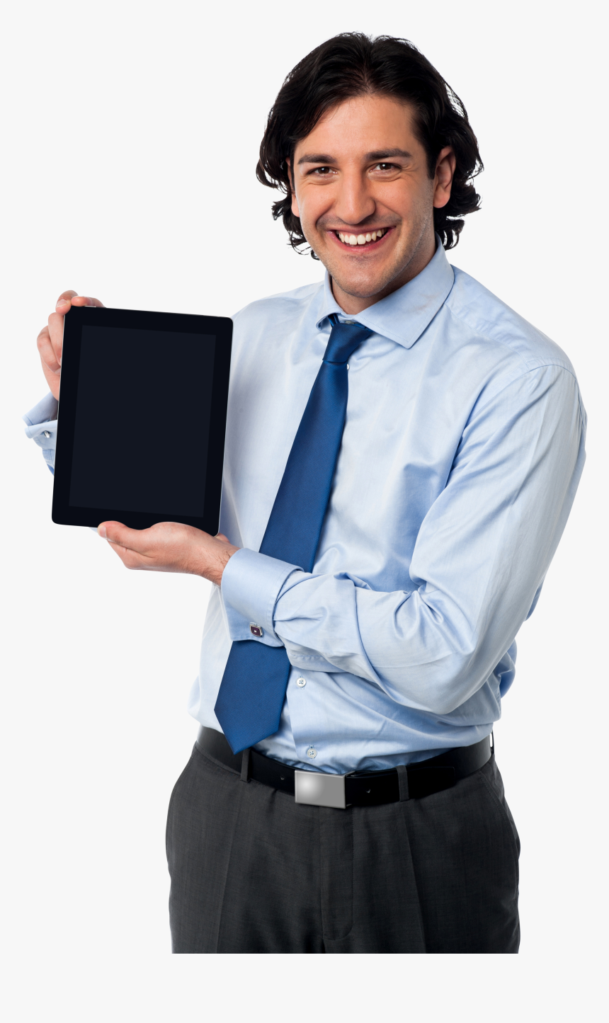 Men With Tablet Free Commercial Use Png Image - Man With Tablet Png, Transparent Png, Free Download