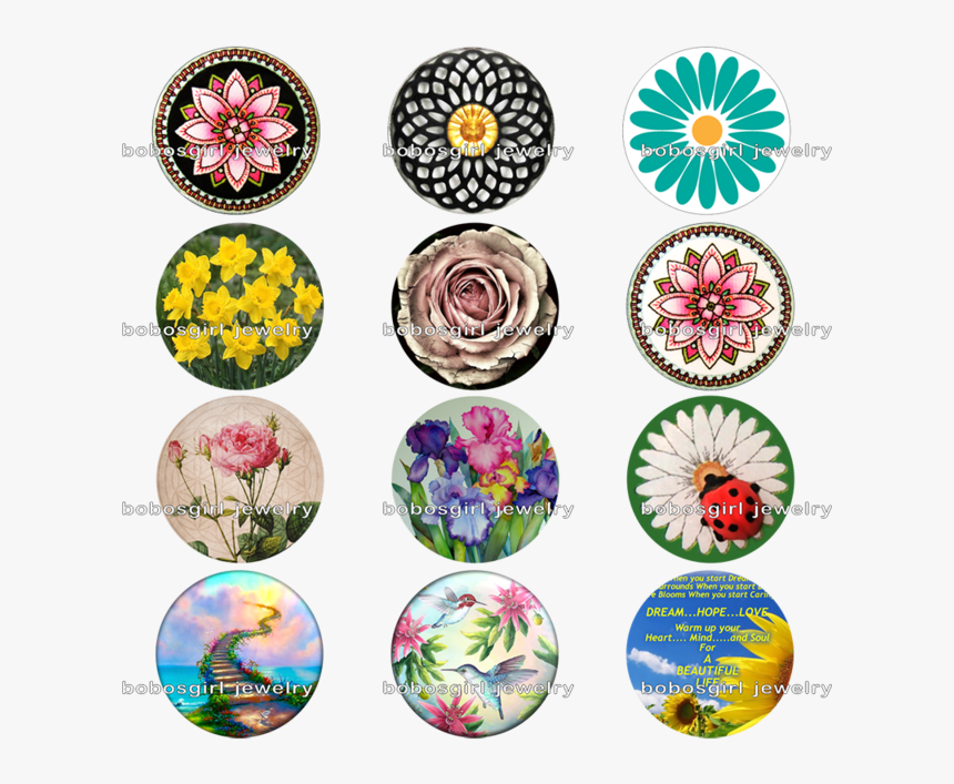Hot Flower Glass Magnetic Button Fit Snap Jewelry Bead - Circle, HD Png Download, Free Download