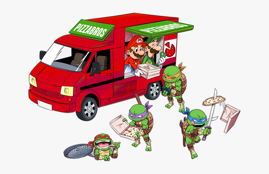 Pizza Bros Mario Tortu Ninja, HD Png Download, Free Download