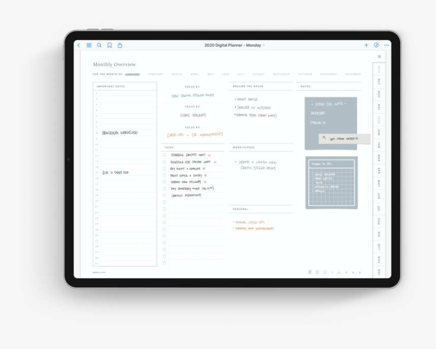 2020 Digital Planner Image Page Monthly, HD Png Download, Free Download