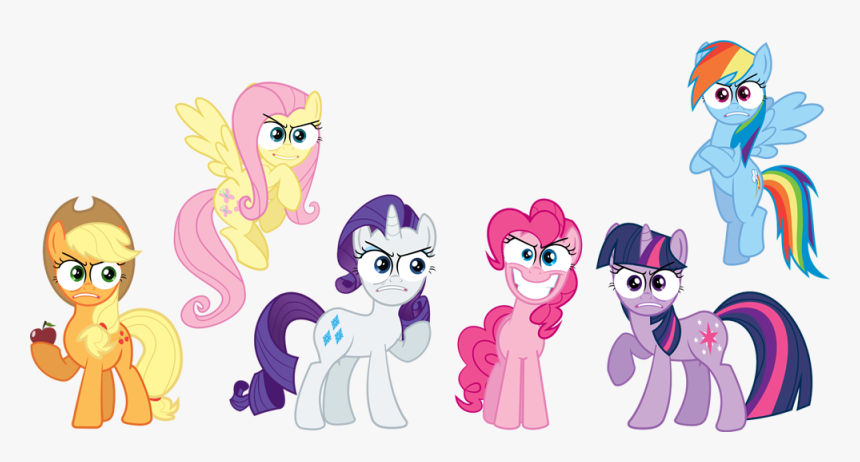 Applejack, Fluttershy, Mane Six, Pinkie Pie, Rainbow - Mlp Characters Mane 6, HD Png Download, Free Download