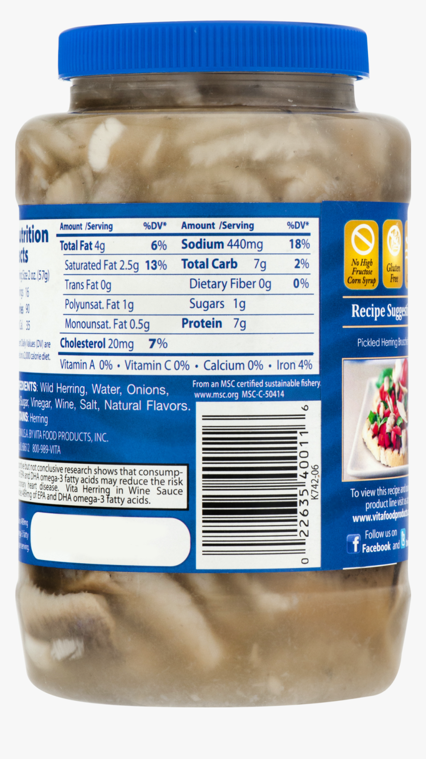 Pickled Herring Nutrition Label, HD Png Download, Free Download