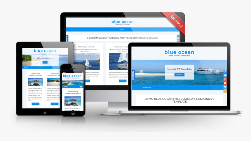 Blue Ocean Joomla Free Template - Web Design, HD Png Download, Free Download