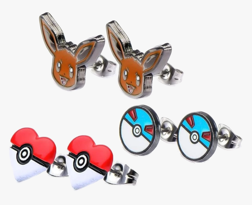 Women's Pokemon Eevee & Pokeballs Stud Earrings, HD Png Download, Free Download