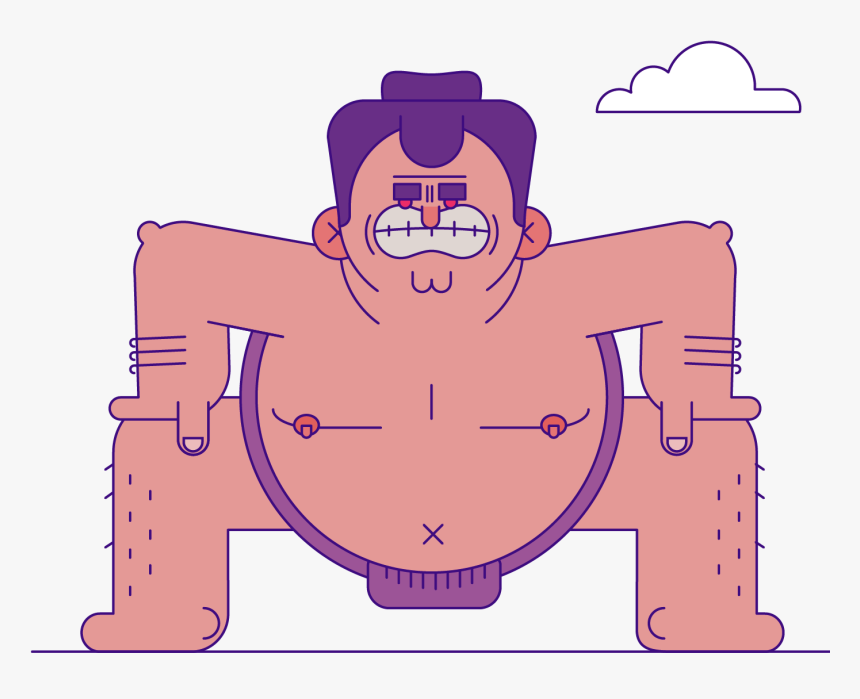 Sumo Animation Web Website Icon Flat Vector Design - Cartoon, HD Png Download, Free Download