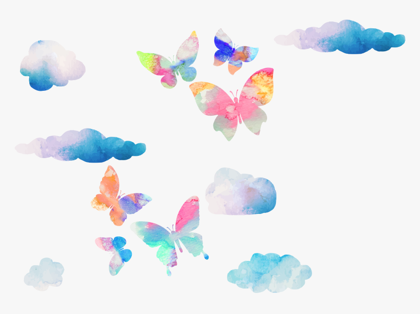 Butterfly Watercolor Painting Euclidean Vector - Transparent Background Watercolor Butterflies Png Free, Png Download, Free Download