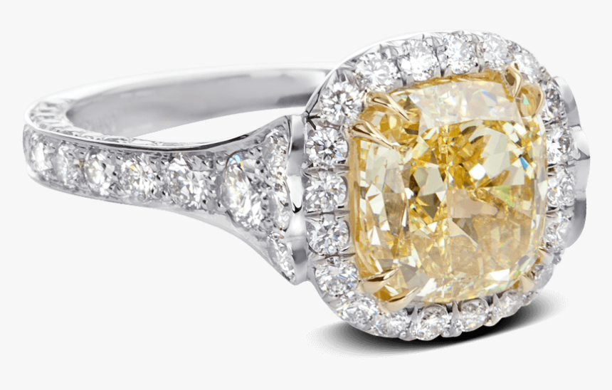 Ring Fleurdelis Cushion Diamond Halo Pave Platinum - Pre-engagement Ring, HD Png Download, Free Download