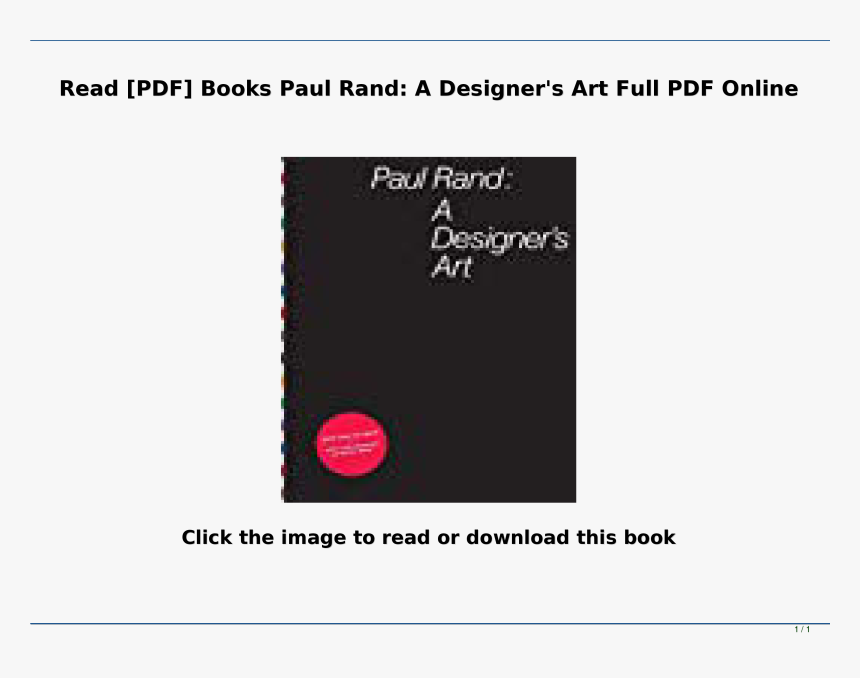 Paul Rand A Designer's Art, HD Png Download, Free Download