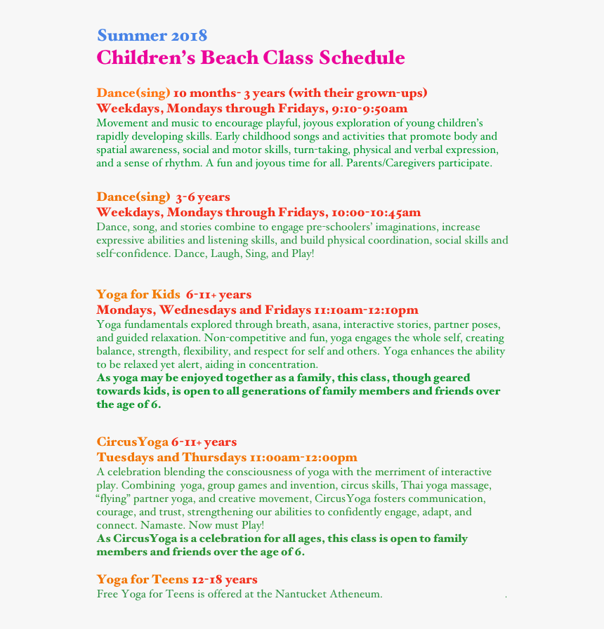 Summer 2018 Children"s Beach Class Schedule Dance - School Children, HD Png Download, Free Download