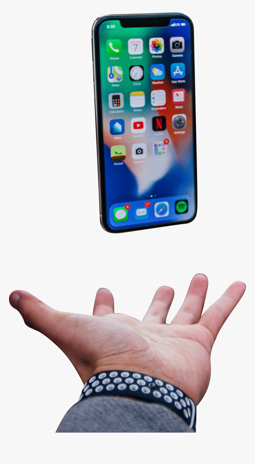 Iphone X Floating Over Palm - Iphone X In Hand, HD Png Download, Free Download