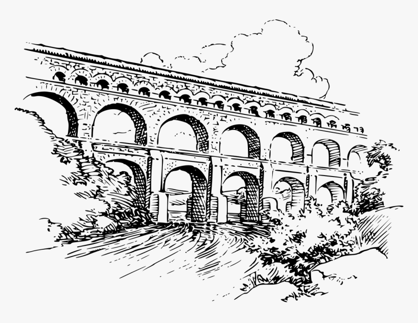 Pont Du Gard Drawing, HD Png Download, Free Download