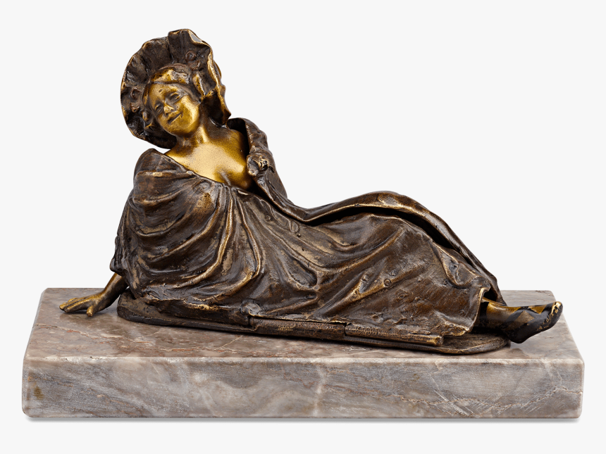 Reclining Lady Erotic Bronze By Franz Bergmann - Statue, HD Png Download, Free Download