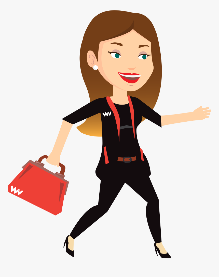 Happy Business Woman Running Vector, HD Png Download, Free Download