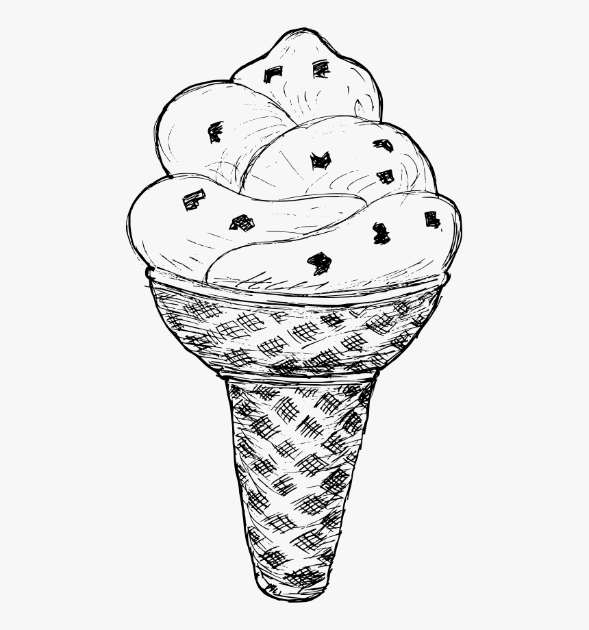 Ice Cream Drawing 1 - Line Art, HD Png Download, Free Download