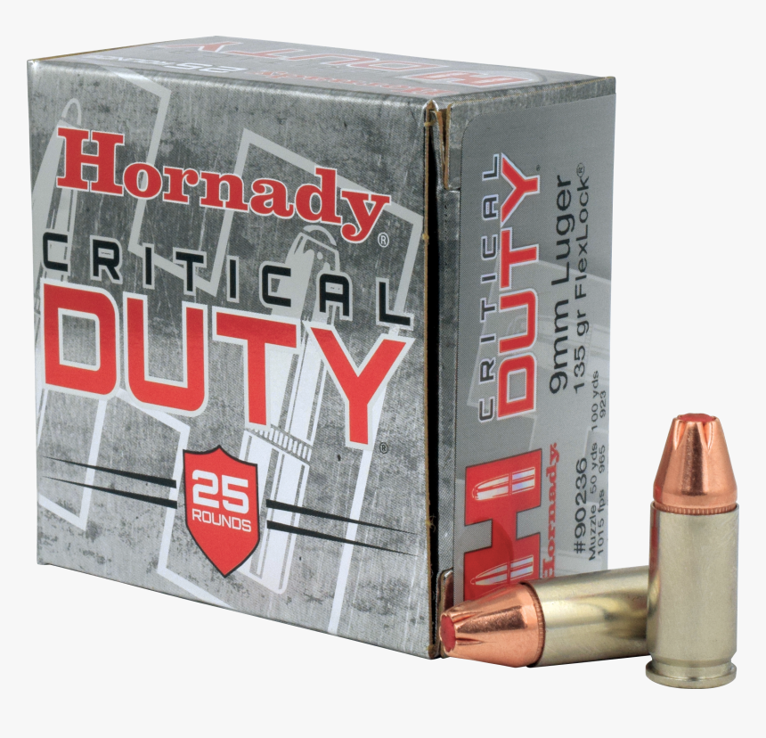 Hornady Critical Duty Ammunition 9mm Luger 135 Grain - 9mm Hollow Point Round, HD Png Download, Free Download