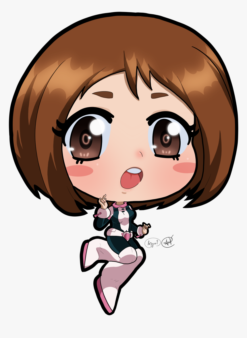 Tried Changing Up My Usual Lineart This Time Only Black - Chibi Uraraka Easy To Draw, HD Png Download, Free Download