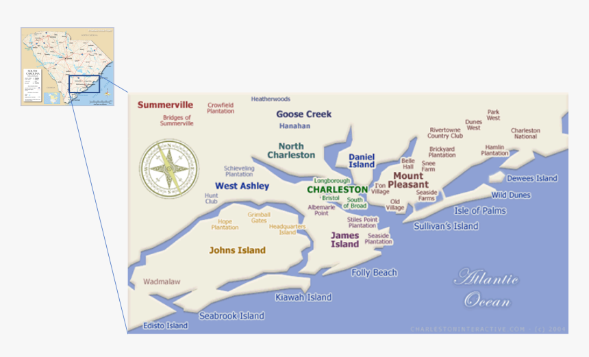 Map Of Charleston Sc, HD Png Download, Free Download