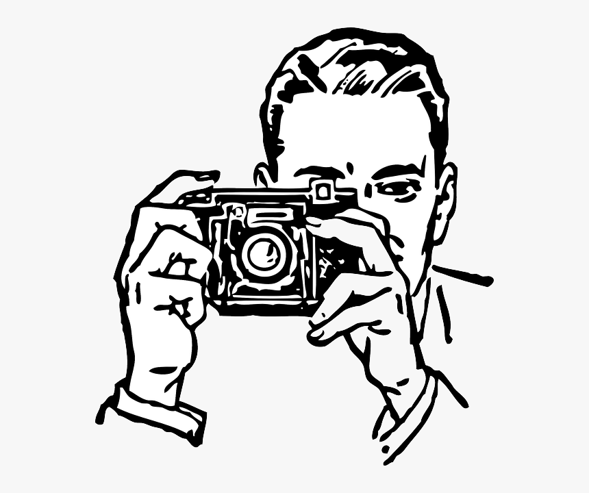 Old, Black, Digital, Outline, People, Man, Guy - Taking Photo Black And White, HD Png Download, Free Download