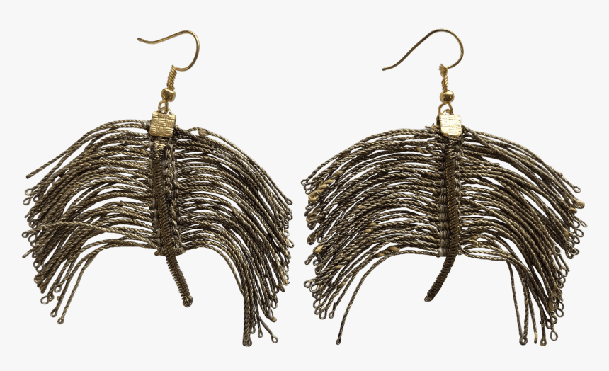 Bronze Bullion Fringe Metal Wire Wishbone Earrings - Earrings, HD Png Download, Free Download