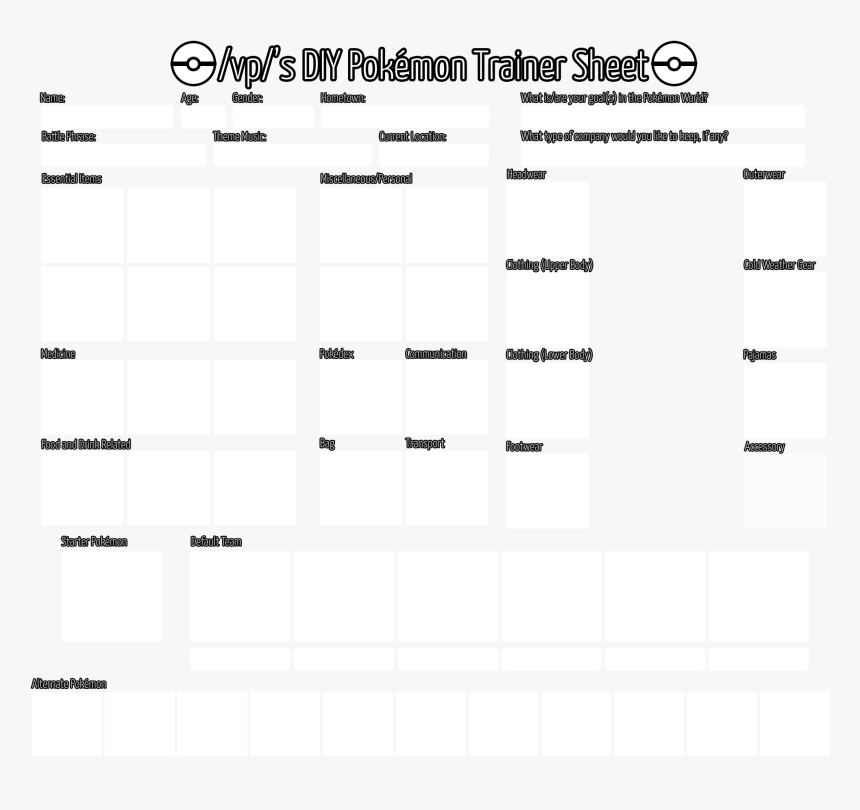 Pokemon Trainer Sheet, HD Png Download, Free Download