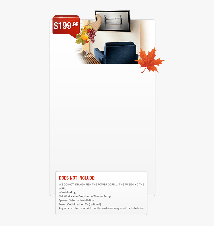 Flat Screen Tv Wall Mounting Installation - Maple Leaf, HD Png Download, Free Download