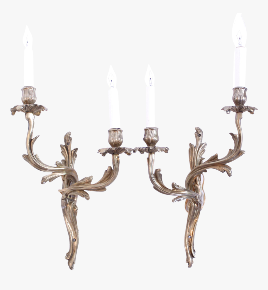 Pair Of Polished Brass Louis Xv Style Sconces - Chandelier, HD Png Download, Free Download