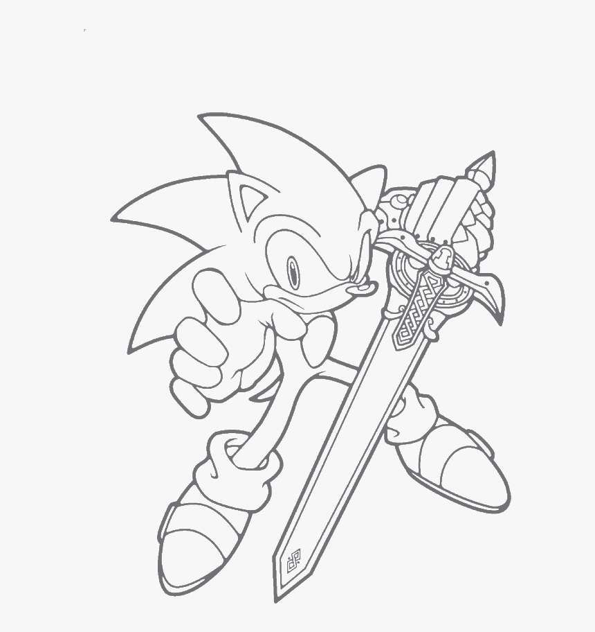 Sonic Is A Great Sword Unleashed Coloring Page - Sonic The Hedgehog With Sword Printable Coloring Sheets, HD Png Download, Free Download