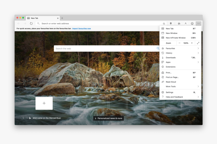 Microsoft Edge Web Browser 3 Dots Menu - Merced River, HD Png Download, Free Download