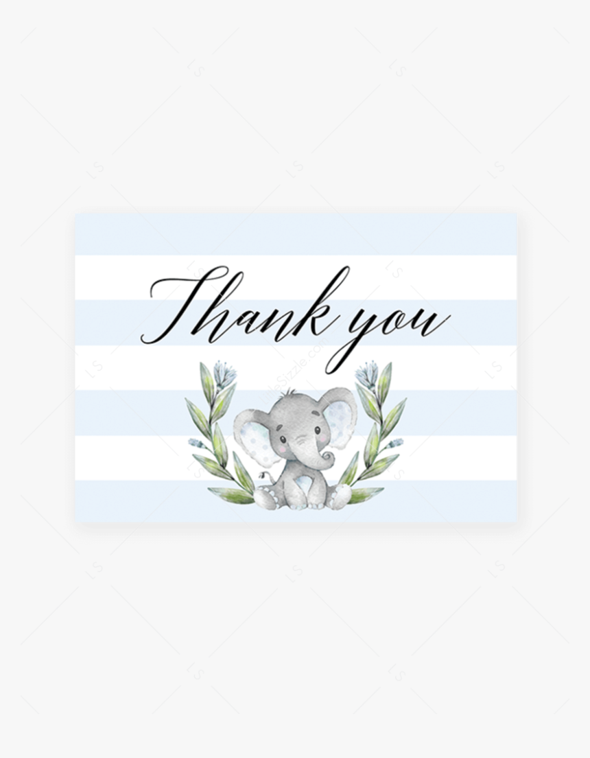 Transparent Baby Shower Elephant Png - Baby Shower Thank You Cards Elephant, Png Download, Free Download