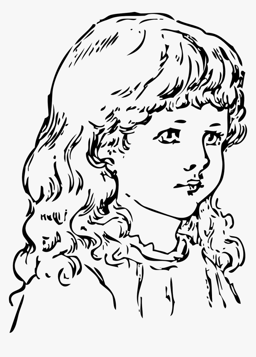 Girl Face Head Free Photo - Little Girl Lineart, HD Png Download, Free Download